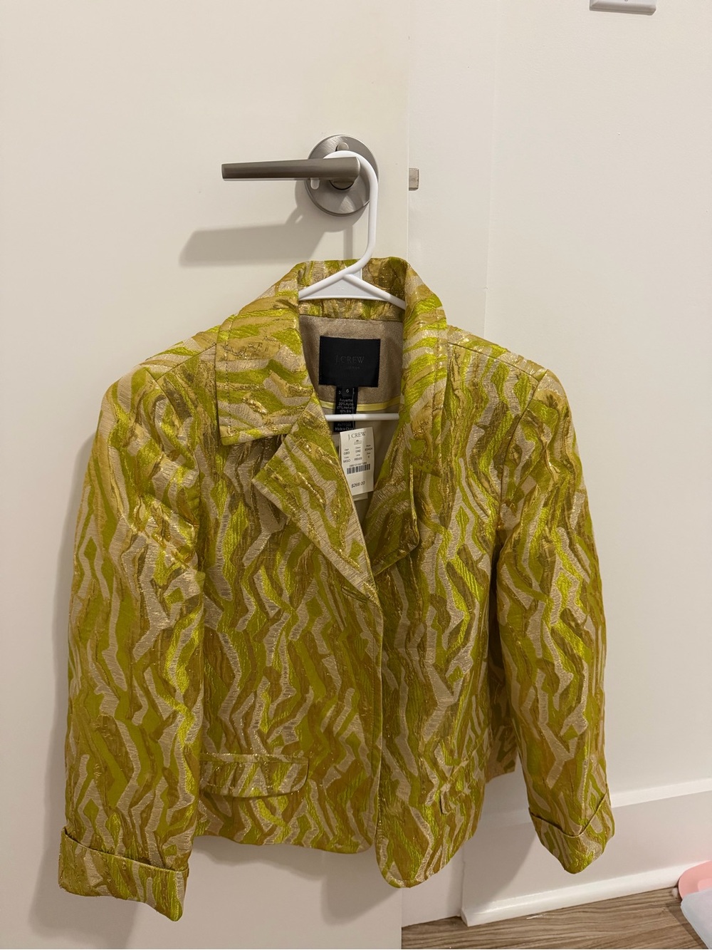 New J. Crew Yellow-Green Patterned Blazer